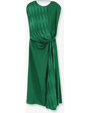 Versace Cocktail Viscose And Silk Dress - Green