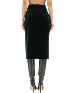 Saint Laurent Velvet Crossover Midi Skirt Cotton - Black