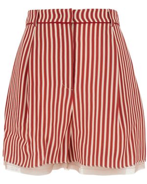 HUI Shorts Zeno With Stripes Silk And Viscose For Bermuda - Red