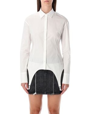 Jean Paul Gaultier Fitted Cotton Garter Shirt - White
