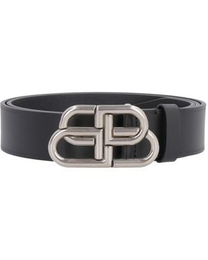 Balenciaga Leather Buckle Belt - Grey