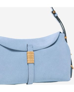 Pinko Saddle Bag Baguette Shoulder Suede Leather - Blue