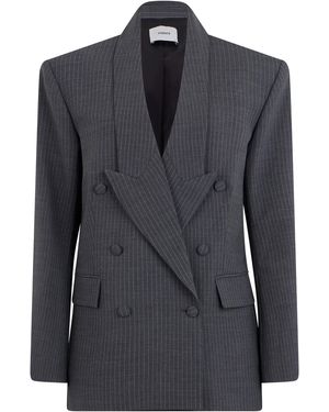 Coperni Blazer Double-Breasted Pinstriped Polyamide Blazers - Black