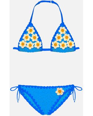 MC2 Saint Barth Girl Bikini With Embroidery - Blue