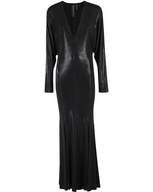 Norma Kamali Dolman V Neck Fishtail Gown - Black