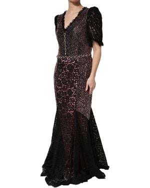 Dolce & Gabbana Lace Embellished Evening Dress - Black