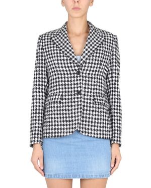 Versace Elegant Tweed Jacket With Notched Lapels For - Black