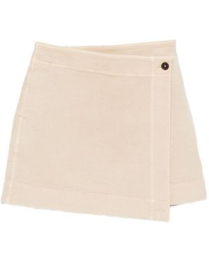 Closed Wrap-Style Button-Fastening Skirt - Natural