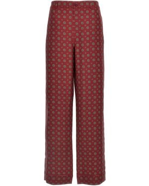 Moschino Silk Trousers With Relaxed Fit - Red