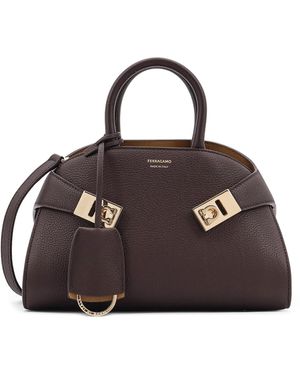 Ferragamo Hug Mini Leather Shoulder Bag - Brown
