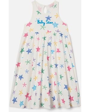 MC2 Saint Barth Masha Pure Organic Cotton Dress With All Over Starfish Print - White