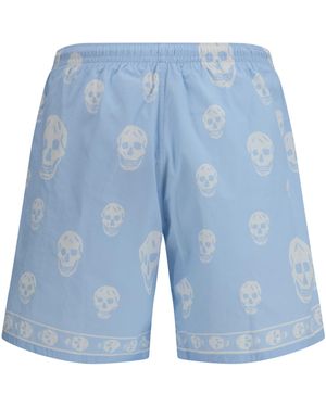 McQueen Skull-Print Swim Shorts Polyamide Swimwear - Blue