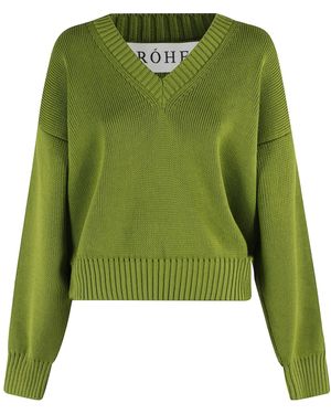 Rohe V Neck Jumper - Green