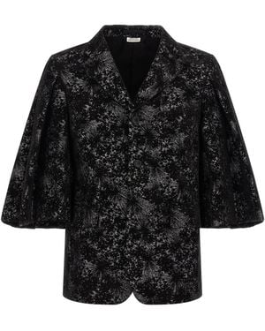 Comme des Garçons Jacquard Flared-Sleeve Blazer - Black