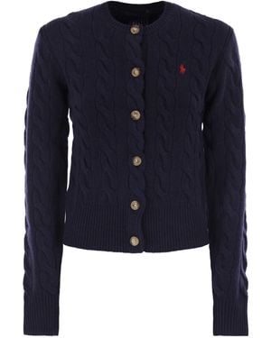 Polo Ralph Lauren Wool And Cashmere Cable Knit Cardigan - Blue