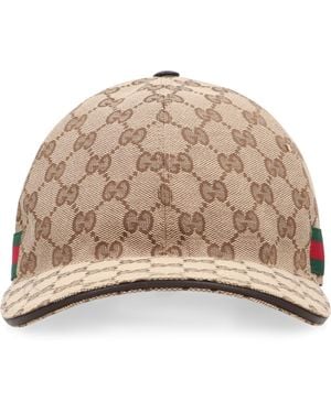 Gucci Baseball Cap Gg Fabric Polyester Hat - Natural