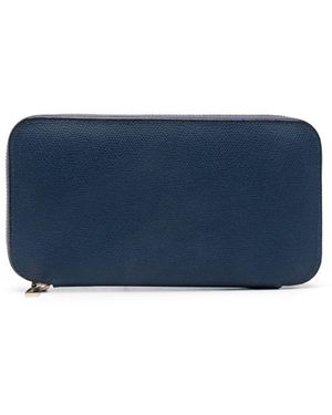 Valextra Leather Continental Wallet - Blue