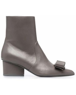 Ferragamo 50Mm Viva Bow-Detail Ankle Boots - Grey