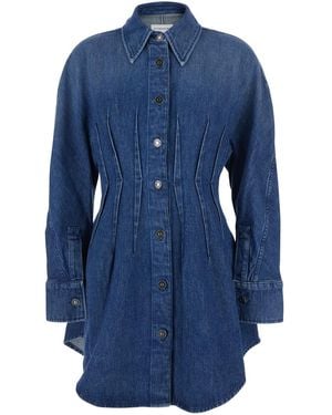 Givenchy Dress With Pointed Collar And Slightly Structured Waist - Blue