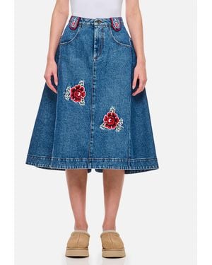 Molly Goddard Abi Denim Miid Skirt - Blue
