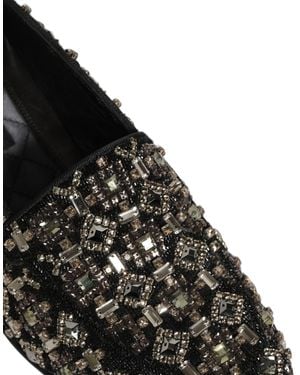 Dolce & Gabbana Leather Logo Slip On Loafers Shoes - Black