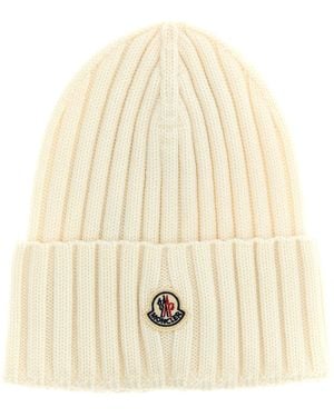 Moncler Ribbed Wool Beanie - Natural
