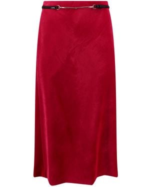 Gucci Suede Skirt With Horsebit Detail in Brown | Lyst