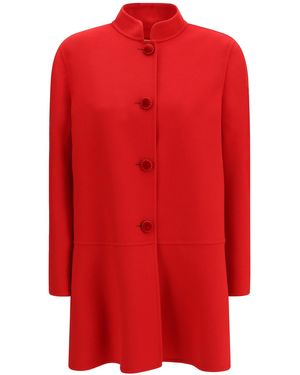 Valentino Single-Breasted Compact Drap Coat - Red