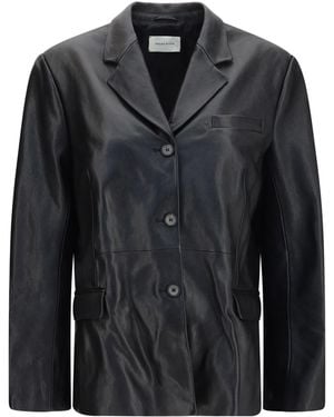 Magda Butrym Leather Blazer Jacket - Black