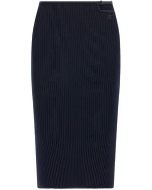 Courreges 'Loop Rib Knit' Skirt - Blue
