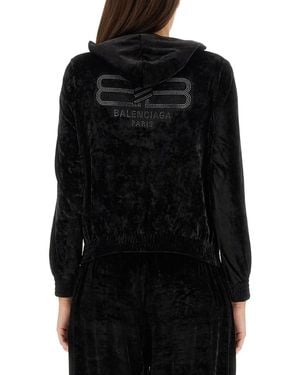 Balenciaga Zippered Sweatshirt Bb Paris Viscose Sweatshirts - Black