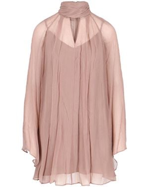 STAUD Asymmetrical Mini Chiffon Dress With Front Cut-Out - Pink
