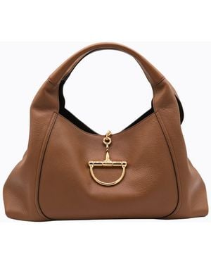 Gucci Leather Softbit Maxi Totes - Brown
