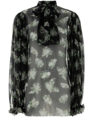 Dolce & Gabbana Printed Silk Blouse - Black
