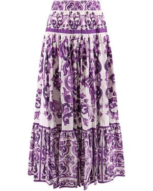 Dolce & Gabbana Long Skirt With Maiolica Print - Purple