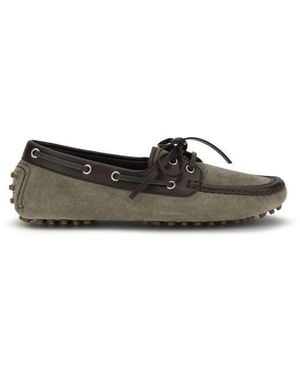 Brunello Cucinelli Calf Leather Bos Taurus Slip-On Loafers - Gray