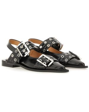 Ganni Ballet Flats With Buckle Recycled Polyester - White