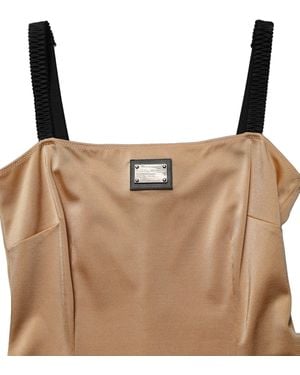 Dolce & Gabbana Nylon Blend Cady Sleeveless Mini Dress Elastane - Brown