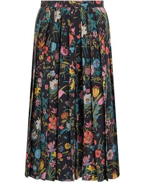 Gucci Skirt Pleated Midi-Multicolour Silk - Multicolor