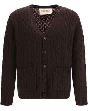 Valentino Virgin Wool V-Neck Cardigan Merino Ovis Aries Jumper - Black