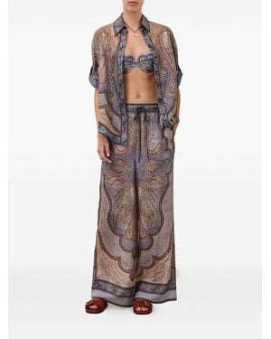 Zimmermann "Wanderlust" Relaxed Pant - Brown