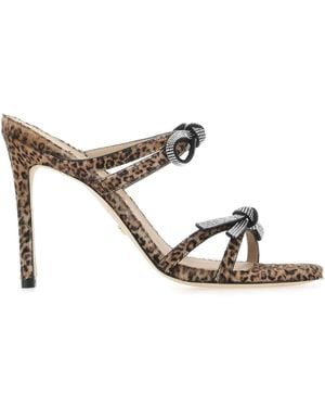 Stuart Weitzman Printed Calf Hair Sw Bow Mules - White