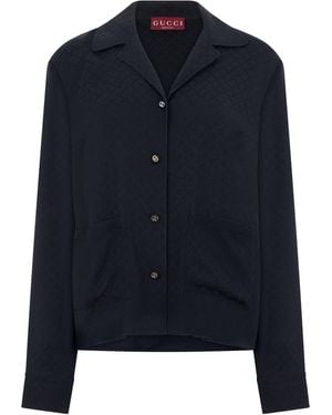 Gucci Shirt Silk-Blend Jacquard Viscose - Blue
