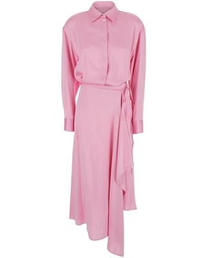 MSGM Dress Dress With V-Neck And Long Sleeves - Pink