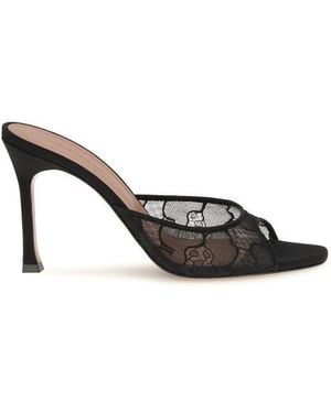AMINA MUADDI Black Cotton Stiletto Heel Sandals - Multicolor
