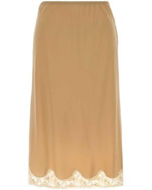 Saint Laurent Skin Crepe Skirt - Natural