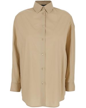 Le Plain Shirt With Classic Collar And Long Sleeves - Natural