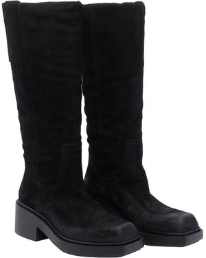 Vic Matié Boots Suede Leather/ Rubber Sole - Black