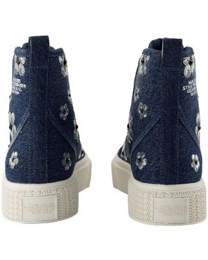 Marc Jacobs Marc Jacobs Floral-Embroidered Cotton High-Top Trainer - Blue