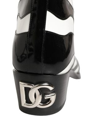 Dolce & Gabbana Zebra Knee High Boots Shoes Calf Leather Accessory - Black